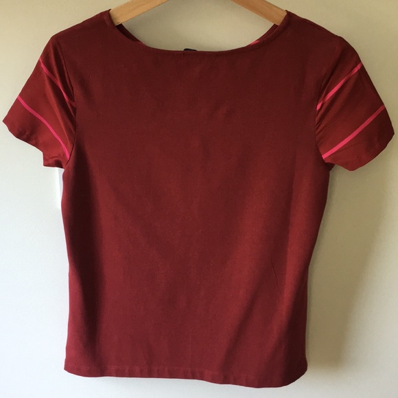 Tommy Hilfiger red/pink stripe satiny t-shirt. Xs - Picture 4 of 5